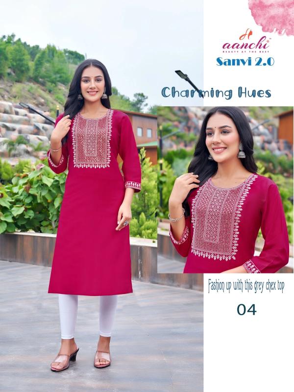 Aanchi Sanvi 2.0 Fancy Embroidered Kurti Collection